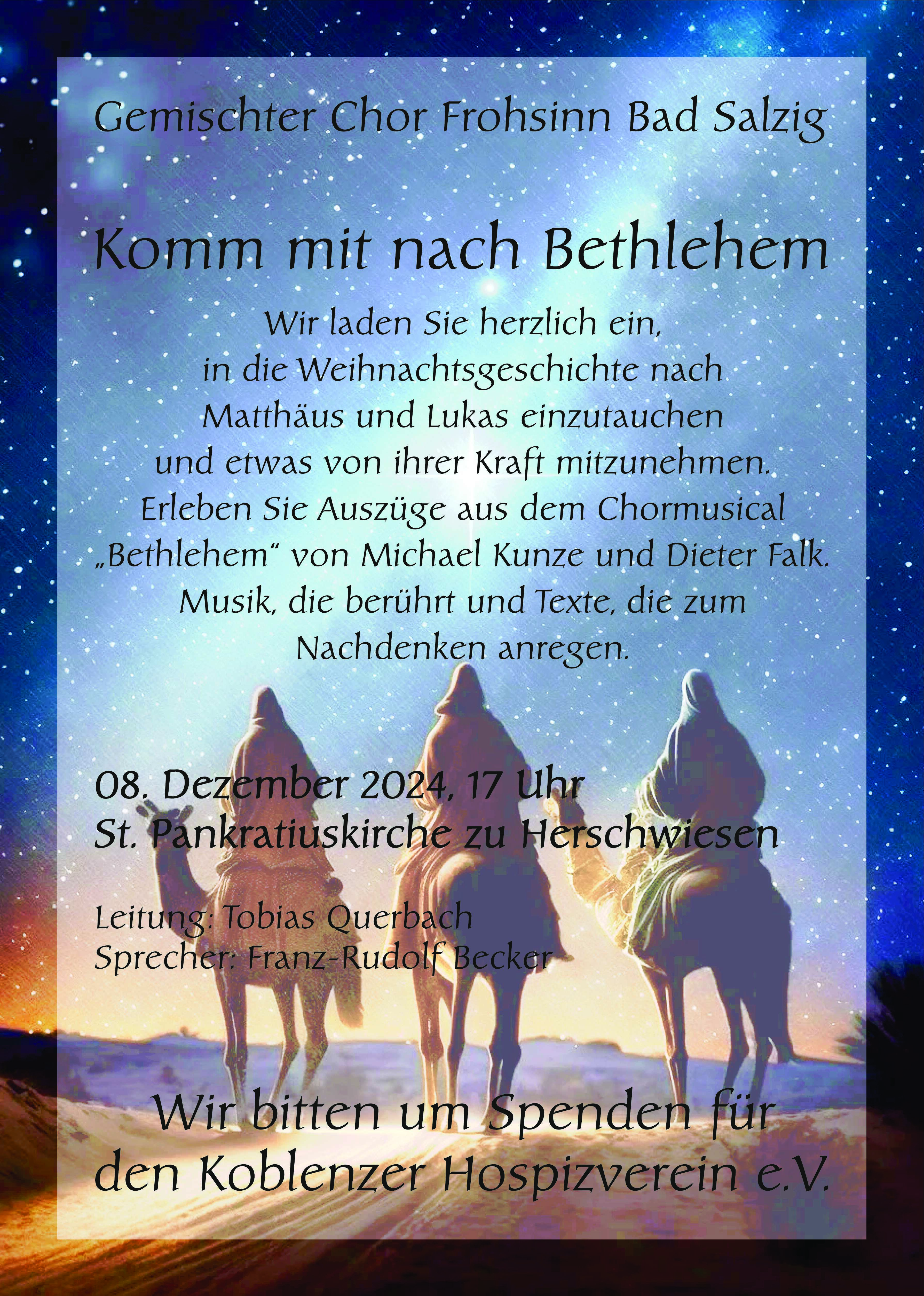 Ankündigung Konzert Bethlehem 08.12.2024 zug. Hospizverein